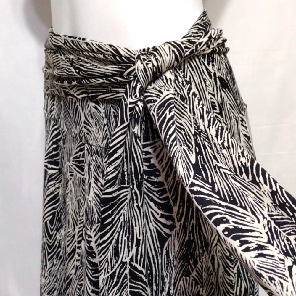 Anthropologie Lapis Abstract Leaf Maxi Skirt Self Tie Waist Boho Resort Small